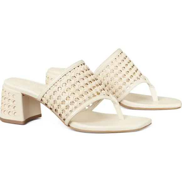 Tory Burch Shoes - Tory Burch $378 NIB Woven Raffia Heeled Sandal New Ivory Natural 9.5